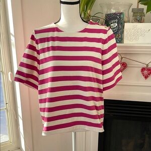 J.  Crew Pink and White Striped Women's Top
